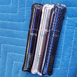 Tarte Mascara Set in Purple Glitter, Rose Gold, and Black Snake Print